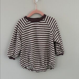 Rylee + Cru Purple and Cream Striped cotton Top